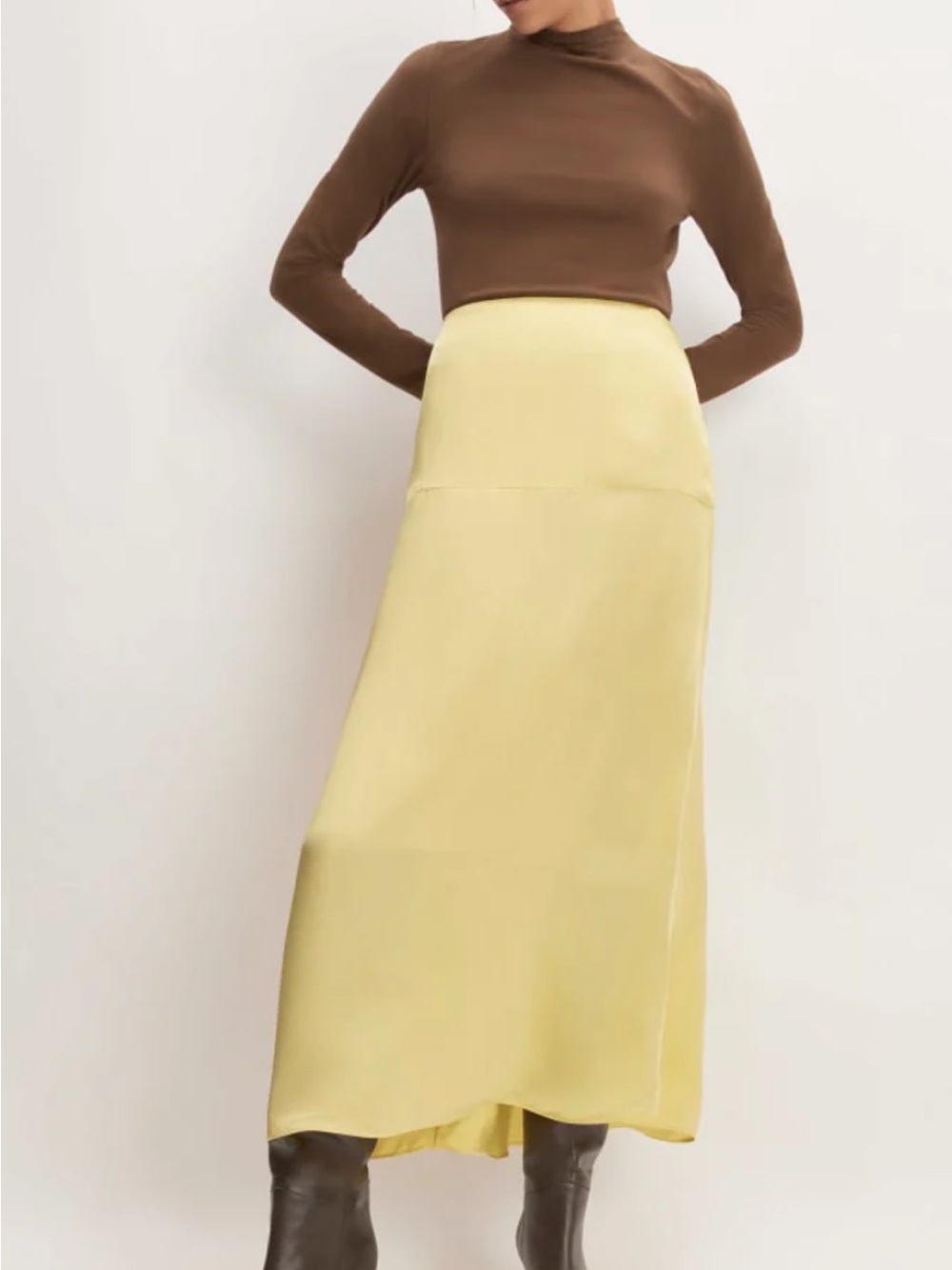 Everlane Yellow hammered silk Maxi Skirt